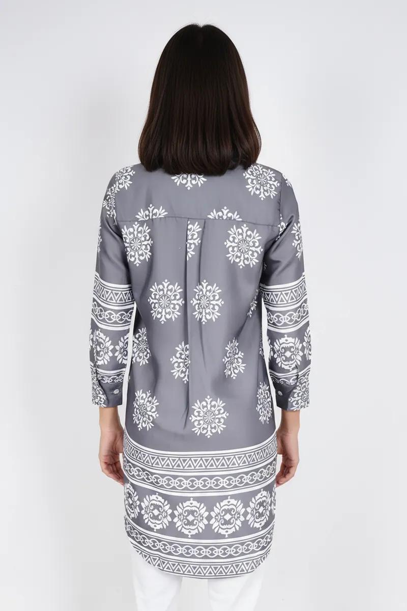 Rayon Floral Printed Shirt Style Top for Women - product media