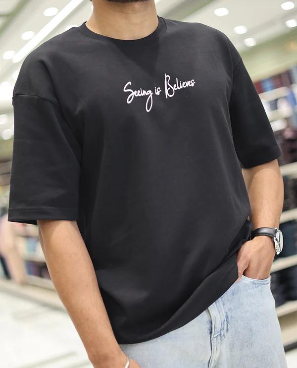Black Glow in the Dark Cotton-Blended T-Shirt - product media